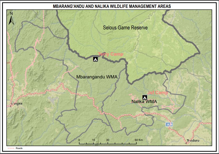 Map of Nalika and Mbarang'andu hunting blocks